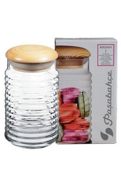 Paşabahçe 43183 Babylon Wooden Lid Jar 1.5 Lt