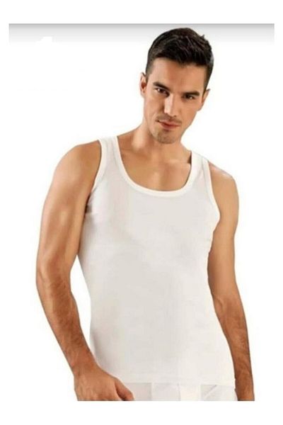 3nbe White Men's Undershirt Strap Combed Cotton 6 Pieces