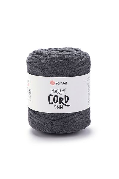 Yarnart Κορδόνι Macrame 5 mm - Μακραμέ Χειροποίητο Νήμα Πλεξίματος Anthracite-758