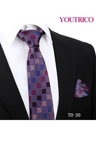 Youtrico Tie and Handkerchief Set-Artisanal Business 2PCS Handmade Formal Hanky Suit