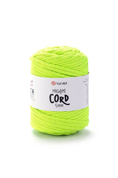 Yarnart Κορδόνι Macrame 5 mm - Μακραμέ Χειροποίητο Νήμα Πλεκτομηχανής Highlighter Green-801