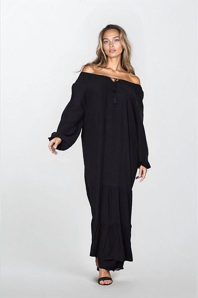 VAGGON Γυναικείο μαύρο γιακά Madonna με κορδόνια φούστα με βολάν Plus Size φόρεμα Vs00309