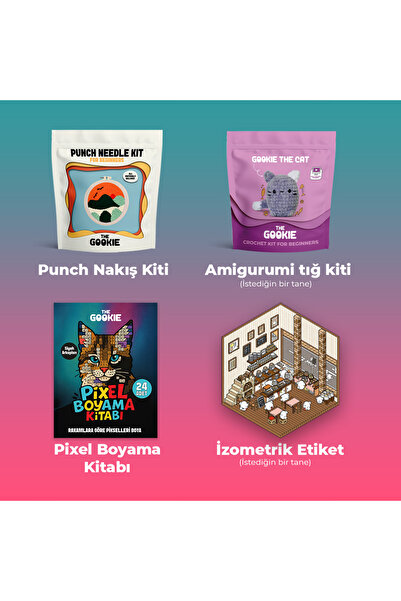 The Gookie Hepsi Bir Arada Hobi Paketi, Amigurumi Örgü Seti, Punch Nakış Kiti, Sticker Ve Çocuklar İçin Örgü