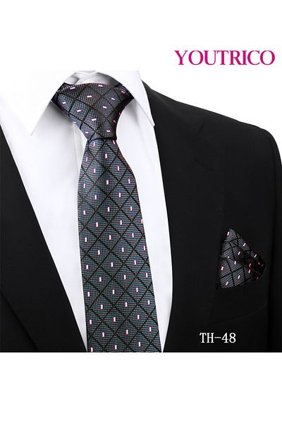 Youtrico Tie and Handkerchief Set-Artisanal Business 2PCS Handmade Formal Hanky Suit