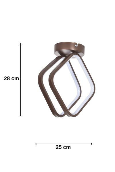 Modavize Şakira Modern Tasarım Yatak Odası - Salon - Mutfak Hol Kahverengi Renk Beyaz Ledli 2 Li Led Avize