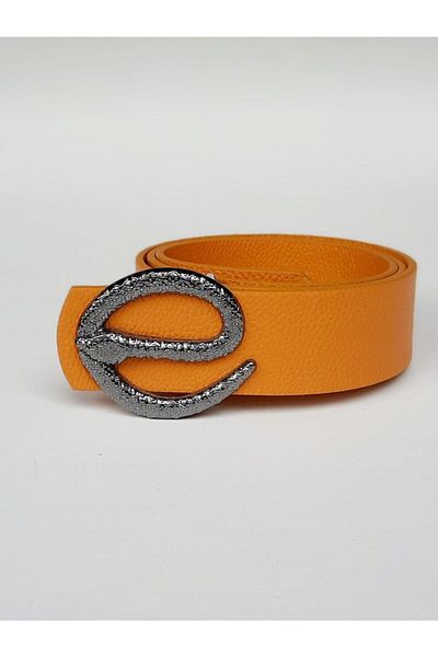 Kemerix Mustard Yellow Women's Belt - Snake Buckle