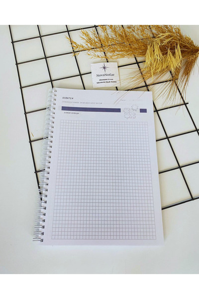 NovaNotlar B5 Scratch Pad – Checkered Scratch / Draft Notebook – Spiral Bound / Agenda / Notepad / Notebook