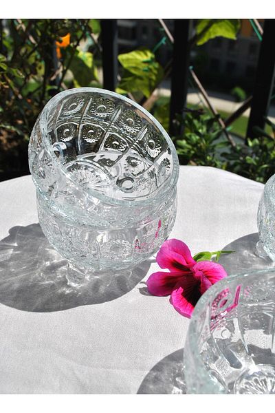 Porselen Diyarı Set of 2 Crystal Glass Footed Bowl Snack Bowl
