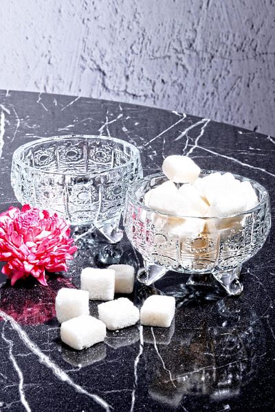 Porselen Diyarı Set of 2 Crystal Glass Footed Bowl Snack Bowl