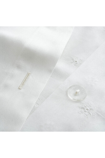 Ecocotton Ahter King Size Duvet Cover Set 100% Organic Cotton Satin Embroidered Cream 240x220 Cm