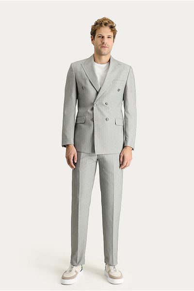 Kiğılı Slim Fit Slim Fit Double Breasted Striped Suit