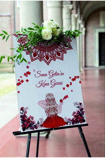 Baskı Madeni KİŞİYE ÖZEL 50x70 CM DÜĞÜN & NİŞAN & KINA KARŞILAMA PANOSU- KİŞİ...