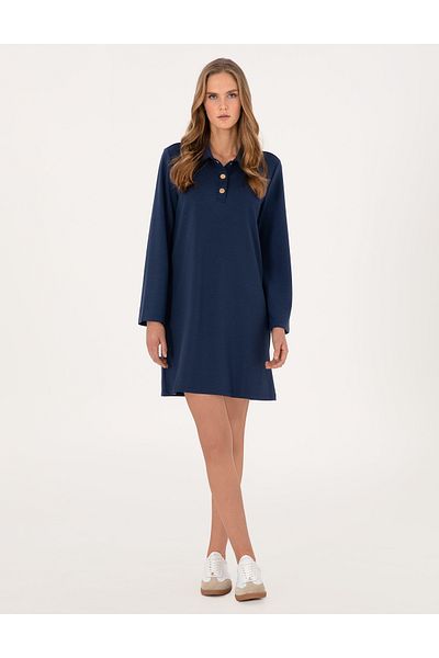 Pierre Cardin Navy Blue Regular Fit Modal Fabric Knitted Dress 50308163 -Vr033