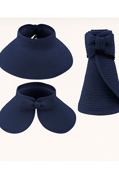 Axesoire 14624 Καπέλο με φιόγκο, σκούρο μπλε, με ανοιχτό επάνω μέρος και ψάθι...