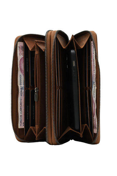 Meskanto Ultra Genuine Leather Double Zipper Wallet