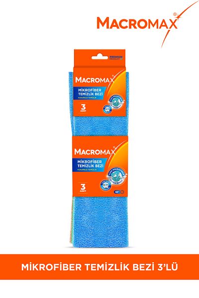 MACROMAX Microfiber Cleaning Cloth 3 Pack, Ultra Absorbent Dust Collector Multi-Purpose Surface Cloth