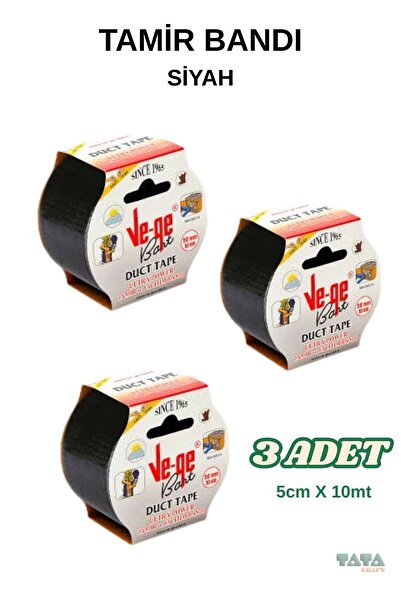 ömer hırdavat VEGE - 3 adet SİYAH - TAMİR YALITIM BANTI , DUCT TAPE TAMİR, HO...