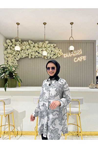 FUAT GÜRSEN Ethnic Patterned Linen Tunic with Laced Collar