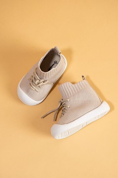 Mumenim Berbera Unisex Παιδικό και βρεφικό προστατευτικό δακτύλων, αντιολισθητική ορθοπεδική σόλα μπεζ First Step Boots Παιδικές μπότες