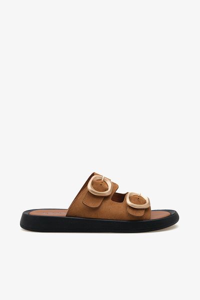 LOJO Women's Double Strap Buckle Daily Slippers Formes