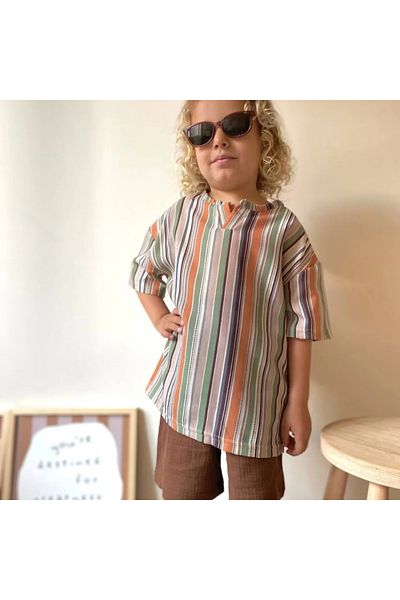 Yalçınoğlu Kids Linen Top & Muslin Shorts Set for Kids (Ages 3-12) – Colorful and Comfortable Summer Style