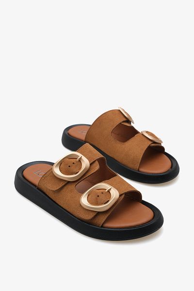 LOJO Women's Double Strap Buckle Daily Slippers Formes