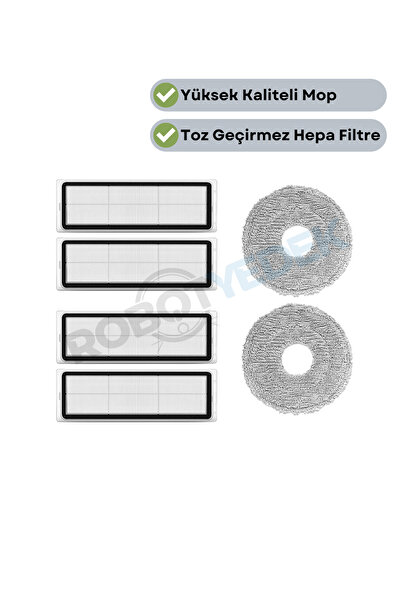 robotyedek Xiaomi S10+ (Not S10T) - مجموعة فلتر Hepa وممسحة بديلة متوافقة مكو...