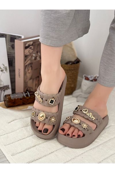 Ayakkabı Durağı Knitted Pattern Soft Sole Stone Slippers