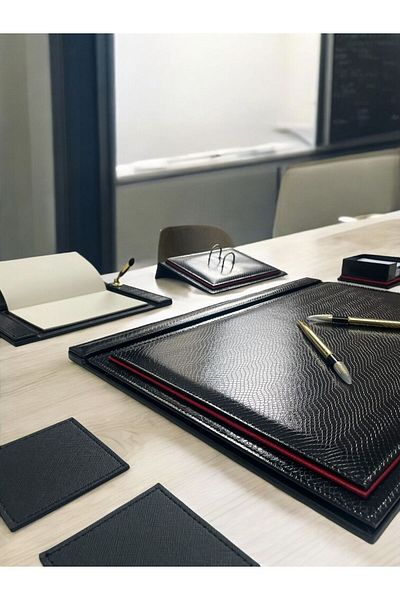 Eren Ofis Luxury Corded Model Atlantic Leather Desk Mat Set New Business Office Gift Desk Mat