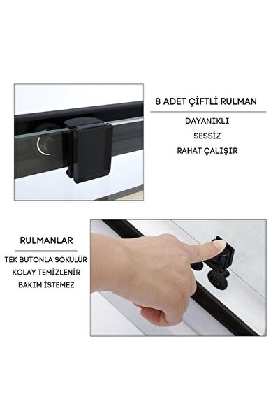 Durul Duşakabin 90x90 Kare Siyah 5mm Şeffaf Cam Yükseklik 190cm