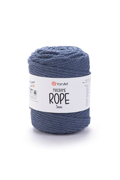 Yarnart Σχοινί Macrame 5 mm - Μακραμέ Χειροποίητο Πλεκτό Σχοινί Τζιν Μπλε-761