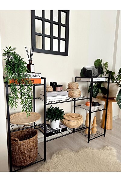 TOPRAK E-TİCARET Garden 8 Raflı Dekoratif Amaçlı Metal Ayaklı Saksılık Çiçeklik