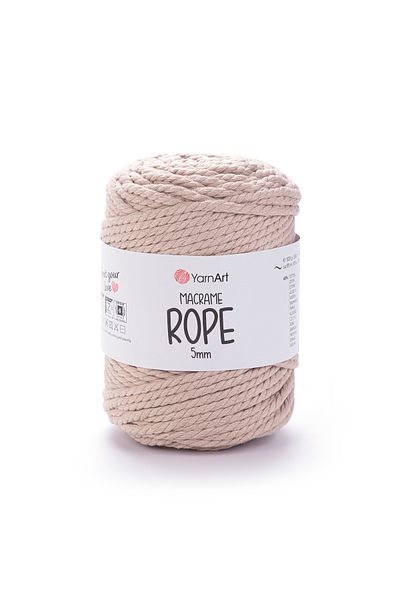 Yarnart Σχοινί Macrame 5 mm - Μακραμέ Χειροποίητο Πλεκτό Σχοινί Μπεζ-753