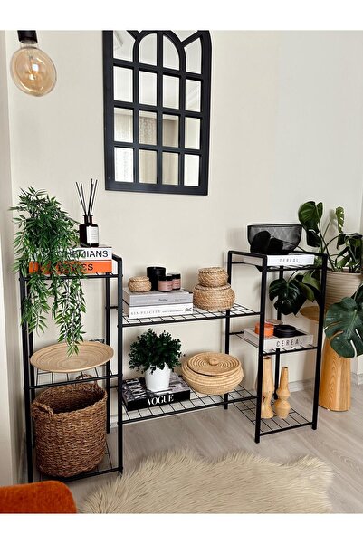 TOPRAK E-TİCARET Garden 8 Raflı Dekoratif Amaçlı Metal Ayaklı Saksılık Çiçeklik