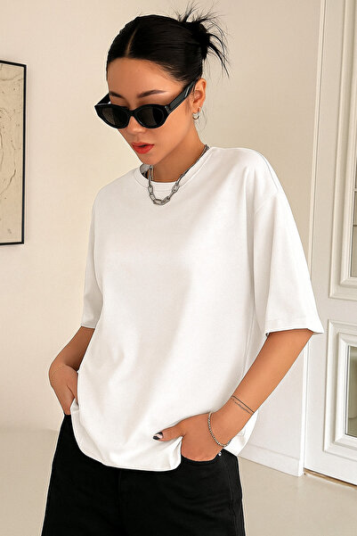 GENIUS STORE Γυναικείο μπλουζάκι Oversize Βαμβακερό μπλουζάκι με στάμπα KİND-OVERSİZE