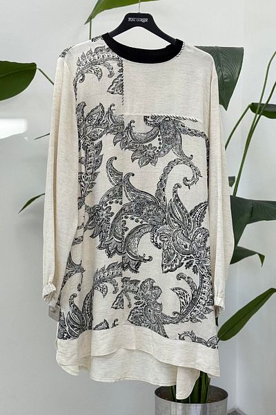FUAT GÜRSEN Fuat Gürşen 3345 Linen Embroidered Tunic - Black