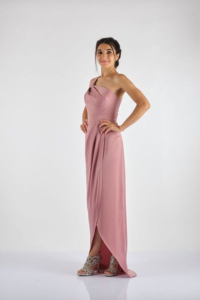 DORİ Doridorca One Shoulder Maxi Size Σατέν Γυναικείο βραδινό φόρεμα 211ab2073