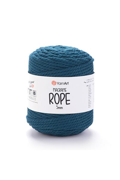 Yarnart Σχοινί Macrame 5 mm - Μακραμέ Χειροποίητο Σχοινί Πλεκτομηχανής Petrol Blue-789