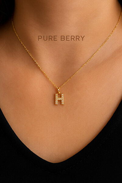PURE BERRY قلادة من الفولاذ بحرف H