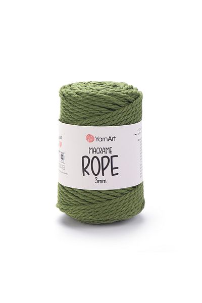 Yarnart Σχοινί Macrame 3 Mm - Μακραμέ Χειροποίητο Σχοινί Πλεκτομηχανής Olive Green-787
