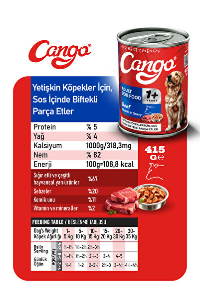 Cango Yaş Yetişkin Köpek Maması Etli 415GR 12Li