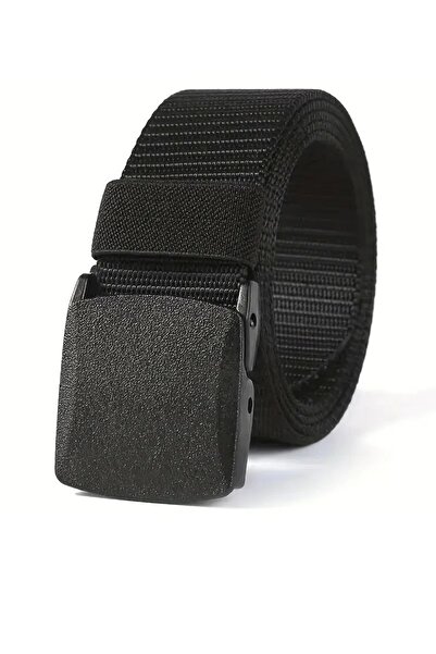 VANİLLA COLLECTİON Bez Kemer Anti Alerjik Dokumalı Siyah Plastik Tokalı Palaska