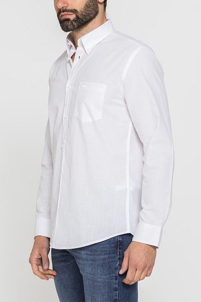 Carrera Jeans MEN'S SHIRT IN FLAMED COTTON WITH LINEN EFFECT