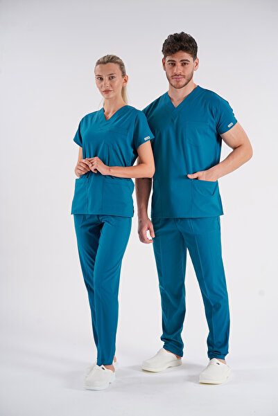 Lion Üniforma Dr. Greys Model Lycra Uniformă Asistentă Unisex Manecă Liliac D...