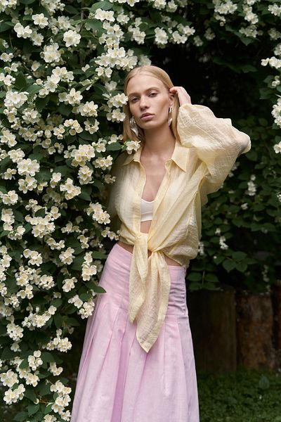 BOHEMAİ Sera Pile Detail Pink Long Skirt