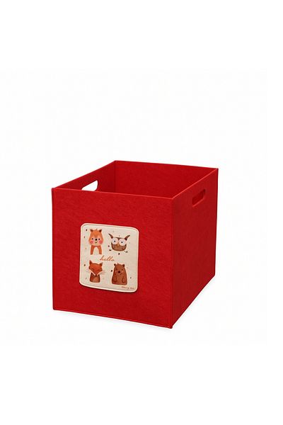 HOMİNG Multi-Purpose Felt Organizer Children's Room Toy Basket - Pomegranate Flower Color // 30X30X30 cm Hmy-6252