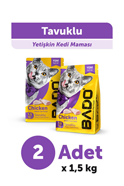 Bado Yetişkin Kedi Maması Tavuk Etli 1,5 Kg 2'li