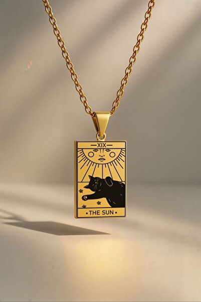 ArtinArt 316l قطة نمط التارو الشمس - قلادة من الفولاذ المقاوم للصدأ باللون ال...