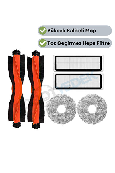 robotyedek Set de mopuri cu filtru Hepa cu perie neagră de înlocuire compatib...