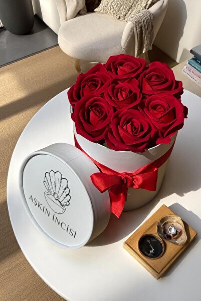 Aşkın İncisi Öğretmene Özel Hediyelik Çiçek Kırmızı Sevgiliye Hediye Doğum Günü Gül Kutu Sepeti Kız Arkadaşa
